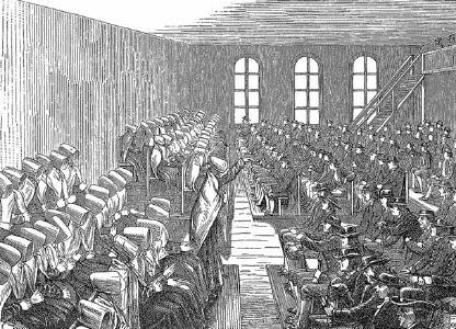19th C engraving of Quaker meeting